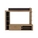 Centro de Entretenimiento Cecil Fresno Europeo y Wengue 215.8x178.1cm para TV Hasta 70 Pulgadas con Diez Compartimientos - MUEBLES DE TV | Bylmo