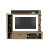 Centro de Entretenimiento Cecil Fresno Europeo y Wengue 215.8x178.1cm para TV Hasta 70 Pulgadas con Diez Compartimientos - MUEBLES DE TV | Bylmo