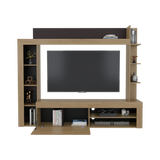 Centro de Entretenimiento Cecil Fresno Europeo y Wengue 215.8x178.1cm para TV Hasta 70 Pulgadas con Diez Compartimientos - MUEBLES DE TV | Bylmo