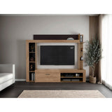 Centro de Entretenimiento Cecil Fresno Europeo y Wengue 215.8x178.1cm para TV Hasta 70 Pulgadas con Diez Compartimientos - MUEBLES DE TV | Bylmo