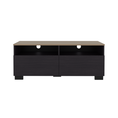 Rack de TV Colman Wengue y Fresno 113x45cm para TV Hasta 50 Pulgadas con Cuatro Compartimientos - MUEBLES DE TV | Bylmo