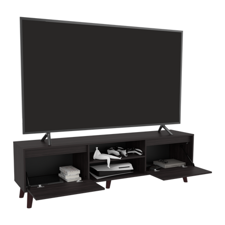 Rack de TV Polaris Nogal 180x52cm para TV Hasta 75 Pulgadas con Cuatro Compartimientos - MUEBLES DE TV | Bylmo