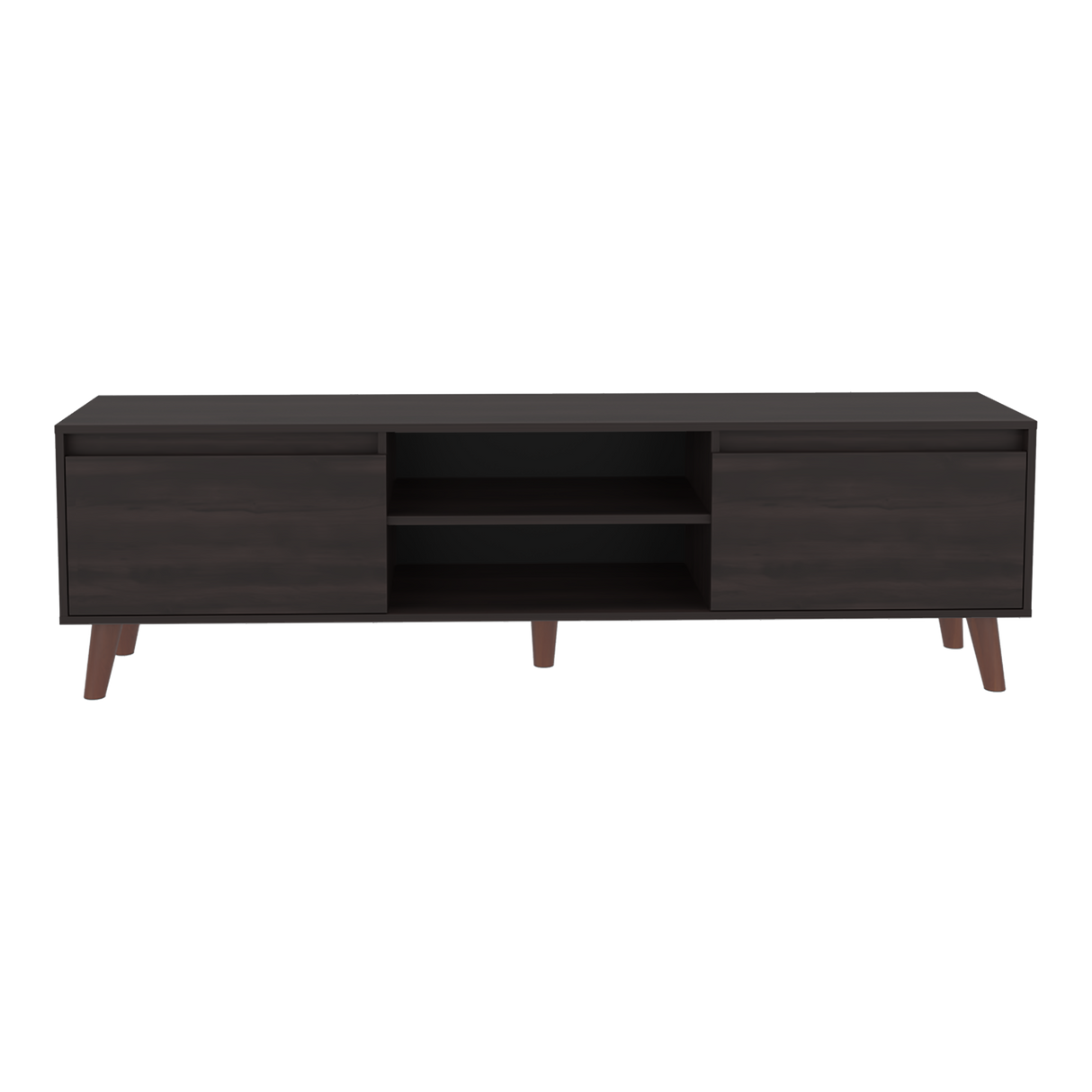 Rack de TV Polaris Nogal 180x52cm para TV Hasta 75 Pulgadas con Cuatro Compartimientos - MUEBLES DE TV | Bylmo