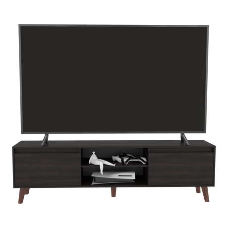 Rack de TV Polaris Nogal 180x52cm para TV Hasta 75 Pulgadas con Cuatro Compartimientos - MUEBLES DE TV | Bylmo