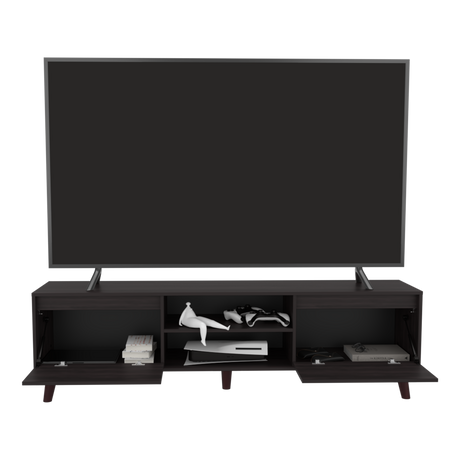 Rack de TV Polaris Nogal 180x52cm para TV Hasta 75 Pulgadas con Cuatro Compartimientos - MUEBLES DE TV | Bylmo
