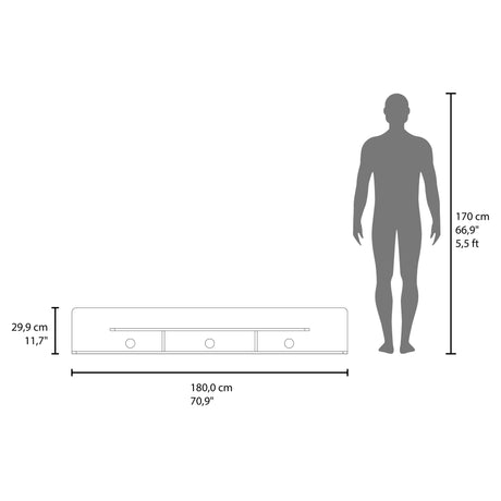 Repisa para TV Flotante Marquis Nogal 180x30.1cm para TV Hasta 55 Pulgadas con Tres Compartimientos - MUEBLES DE TV | Bylmo