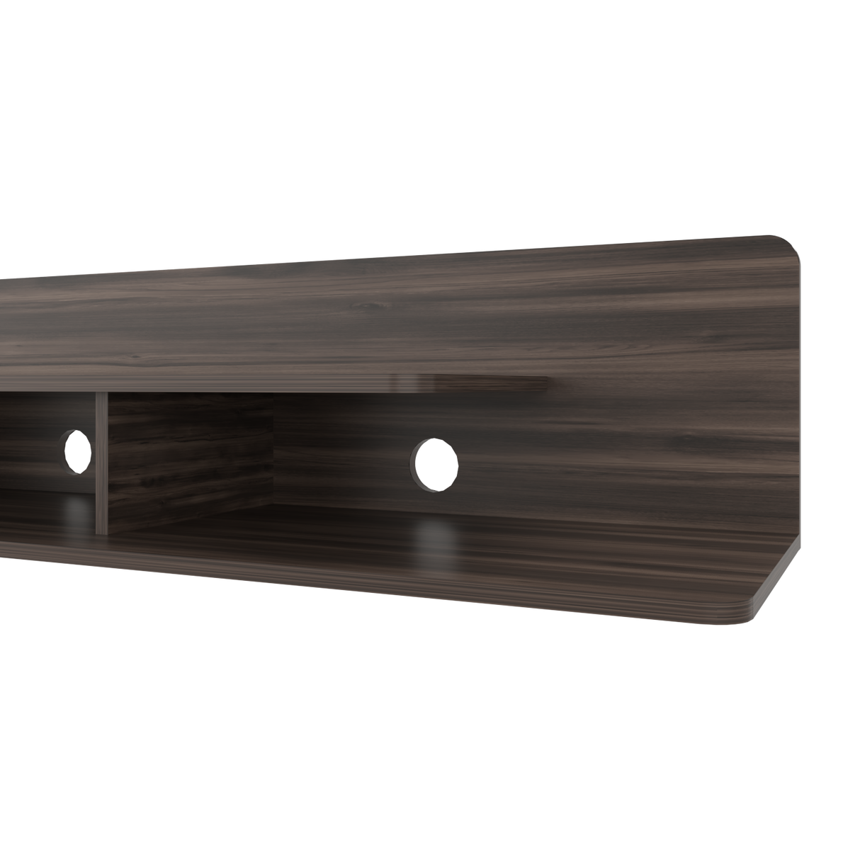 Repisa para TV Flotante Marquis Nogal 180x30.1cm para TV Hasta 55 Pulgadas con Tres Compartimientos - MUEBLES DE TV | Bylmo