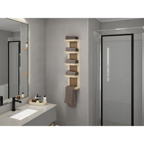 Toallero de Pared Flotante Arlington Fresno Europeo 20x79cm con Cuatro Entrepaños - OTROS MUEBLES PARA BANHO | Bylmo