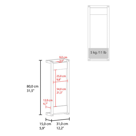 Toallero de Pared Arlington Fresno 31x80cm con Un Entrepaño - OTROS MUEBLES PARA BANHO | Bylmo