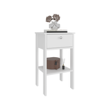 Mesa de Noche Newcastle Blanco 40x70cm con Un Cajón y con Dos Compartimientos - MESAS DE NOCHE | Bylmo