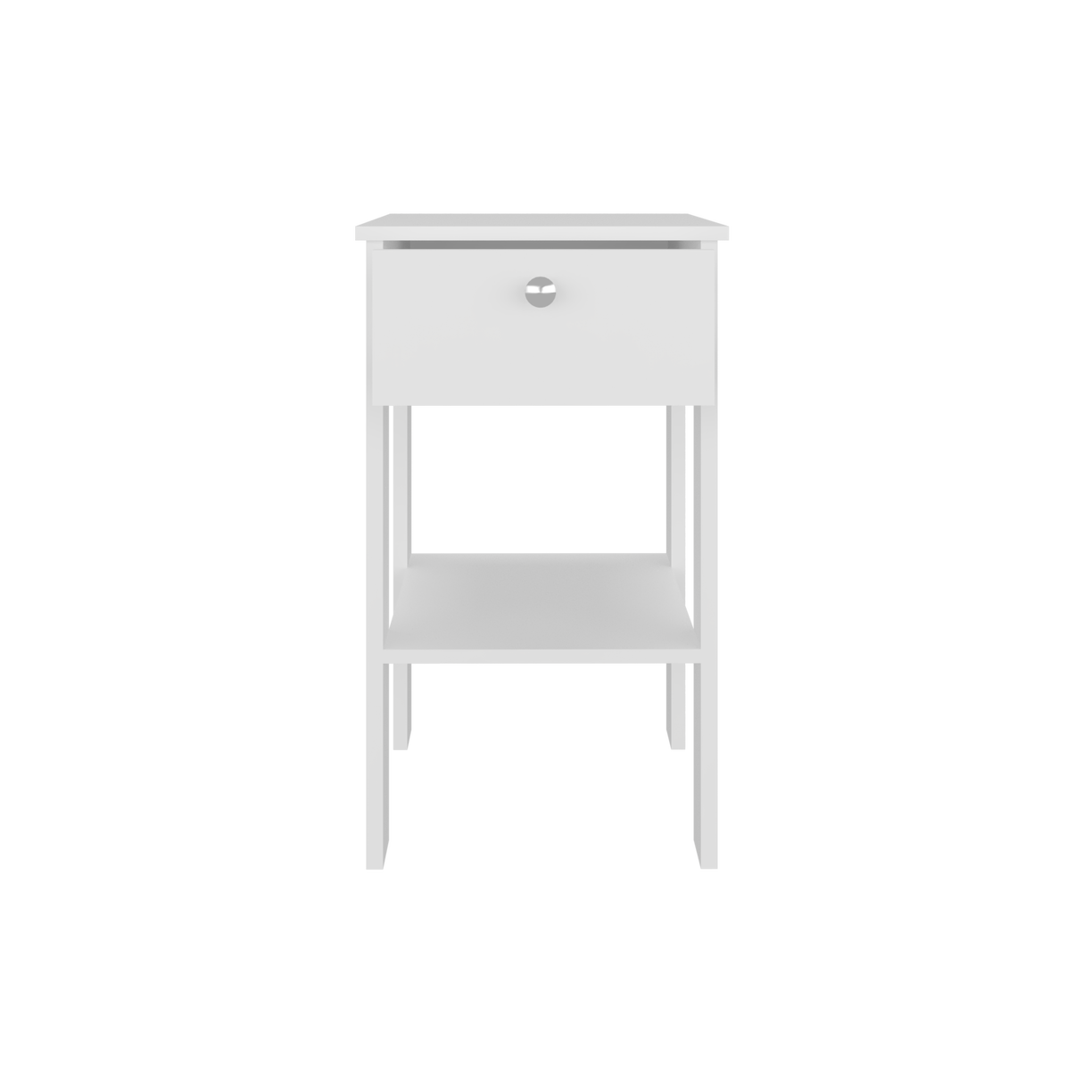 Mesa de Noche Newcastle Blanco 40x70cm con Un Cajón y con Dos Compartimientos - MESAS DE NOCHE | Bylmo