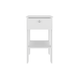 Mesa de Noche Newcastle Blanco 40x70cm con Un Cajón y con Dos Compartimientos - MESAS DE NOCHE | Bylmo