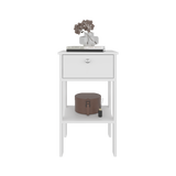 Mesa de Noche Newcastle Blanco 40x70cm con Un Cajón y con Dos Compartimientos - MESAS DE NOCHE | Bylmo
