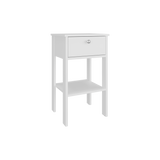 Mesa de Noche Newcastle Blanco 40x70cm con Un Cajón y con Dos Compartimientos - MESAS DE NOCHE | Bylmo