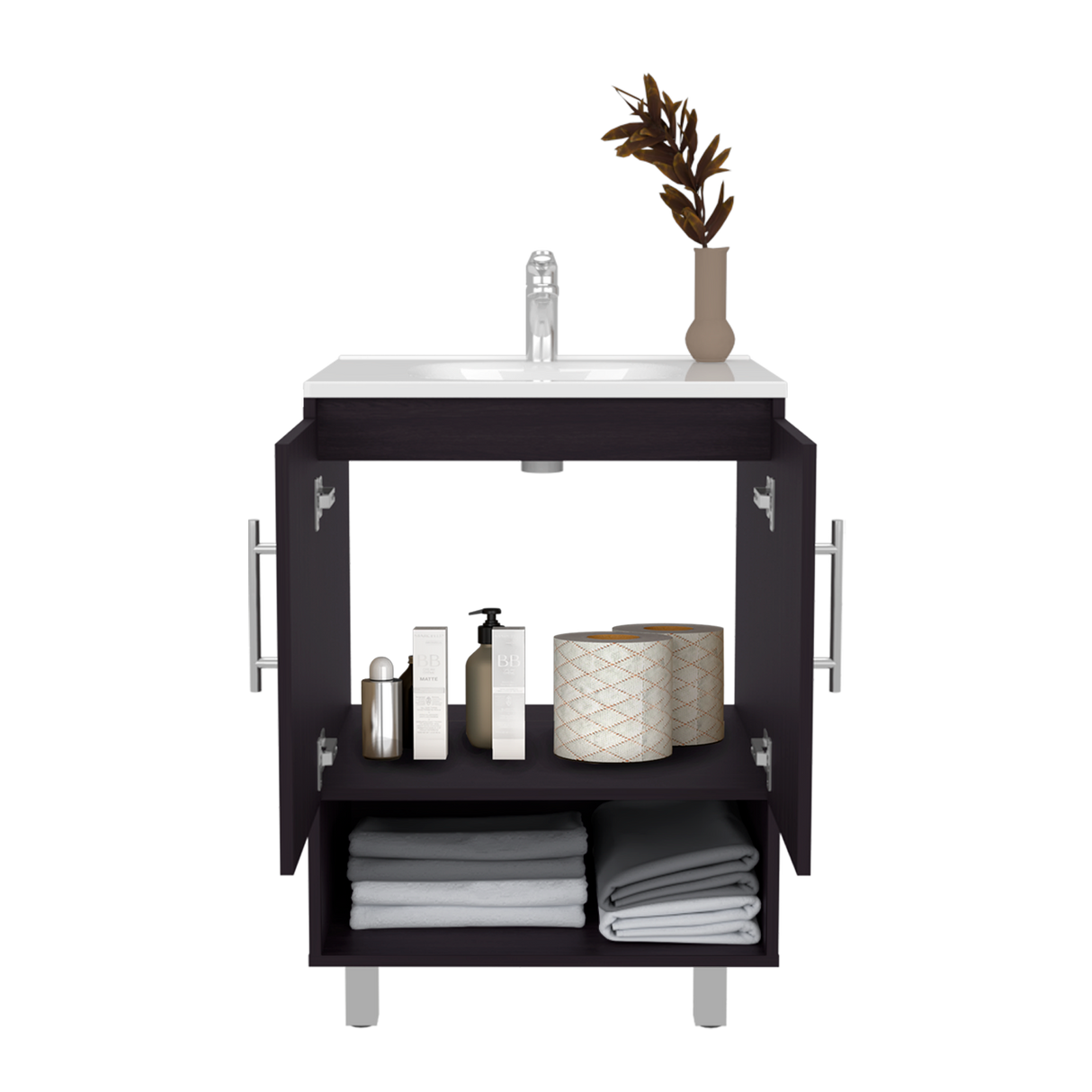 Mueble para Lavamanos Conrad Wengue 60x84cm Individual con Lavamanos - MUEBLES PARA LAVAMANOS | Bylmo