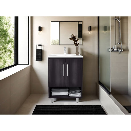 Mueble para Lavamanos Conrad Wengue 60x84cm Individual con Lavamanos - MUEBLES PARA LAVAMANOS | Bylmo