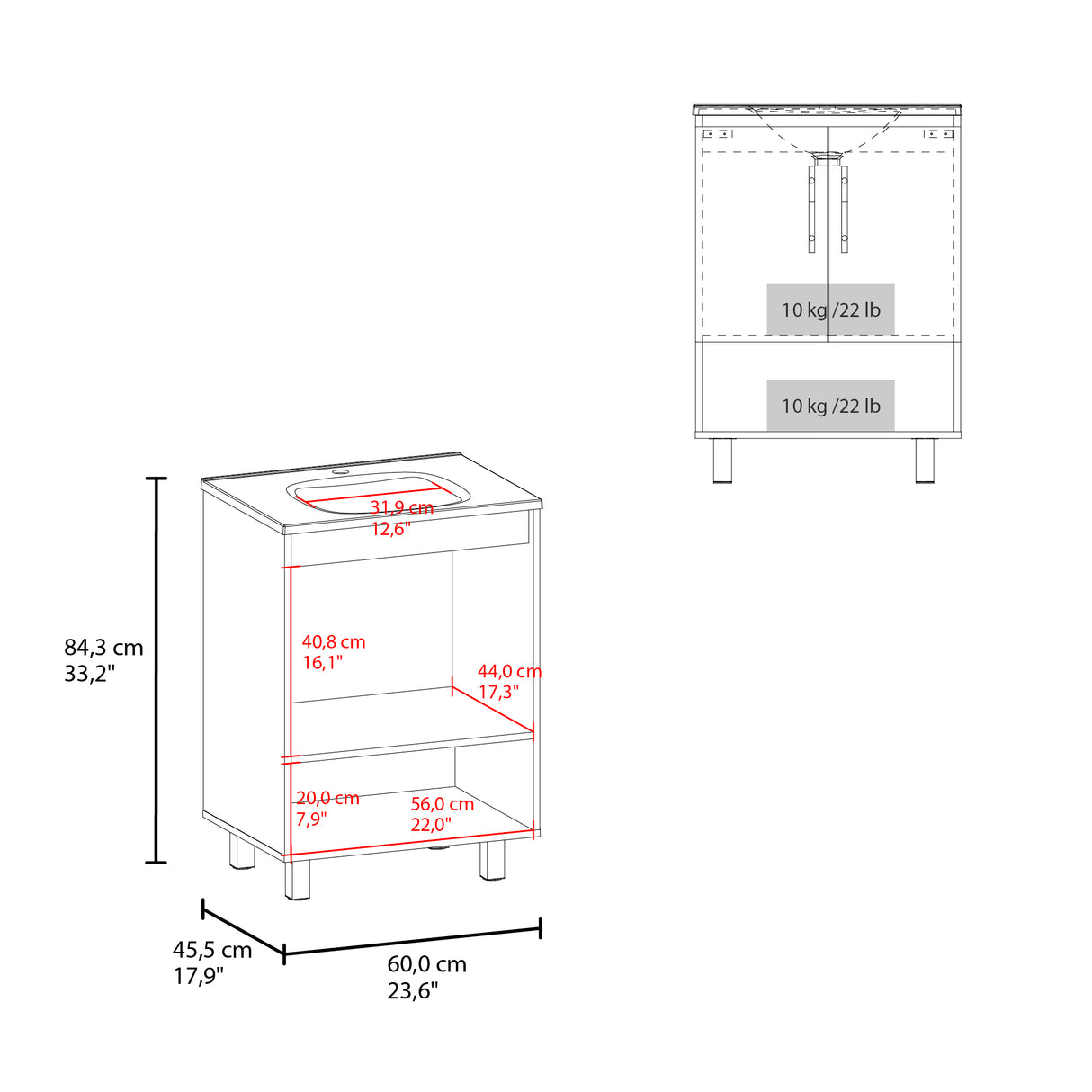 Mueble para Lavamanos Conrad Wengue 60x84cm Individual con Lavamanos - MUEBLES PARA LAVAMANOS | Bylmo