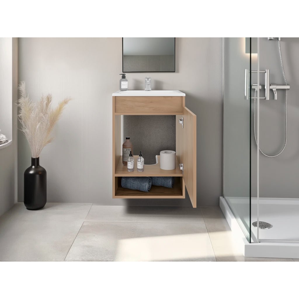 Mueble para Lavamanos Flotante Nissi Fresno Europeo 44.8x63cm Individual con Lavamanos - MUEBLES PARA LAVAMANOS | Bylmo