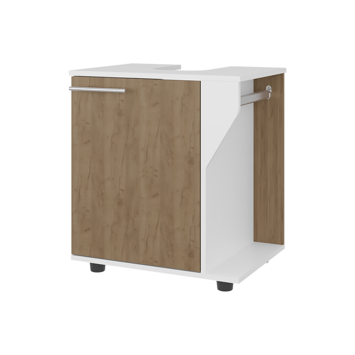 Mueble para Lavamanos Phillips Blanco y Fresno Europeo 56x62.1cm Individual sin Lavamanos - MUEBLES PARA LAVAMANOS | Bylmo