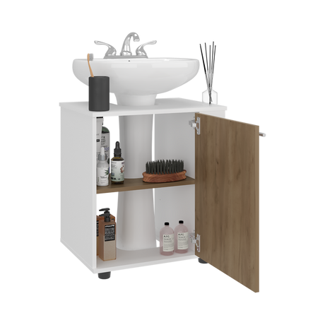 Mueble para Lavamanos Phillips Blanco y Fresno Europeo 56x62.1cm Individual sin Lavamanos - MUEBLES PARA LAVAMANOS | Bylmo