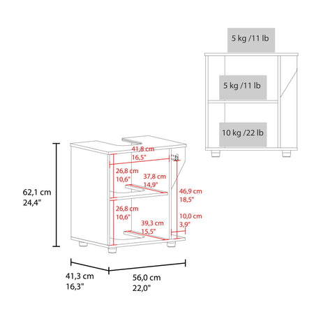 Mueble para Lavamanos Phillips Blanco y Fresno Europeo 56x62.1cm Individual sin Lavamanos - MUEBLES PARA LAVAMANOS | Bylmo