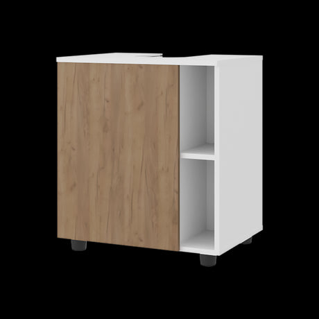 Mueble para Lavamanos Pascuale Blanco y Fresno Europeo 55x62cm Individual sin Lavamanos - MUEBLES PARA LAVAMANOS | Bylmo