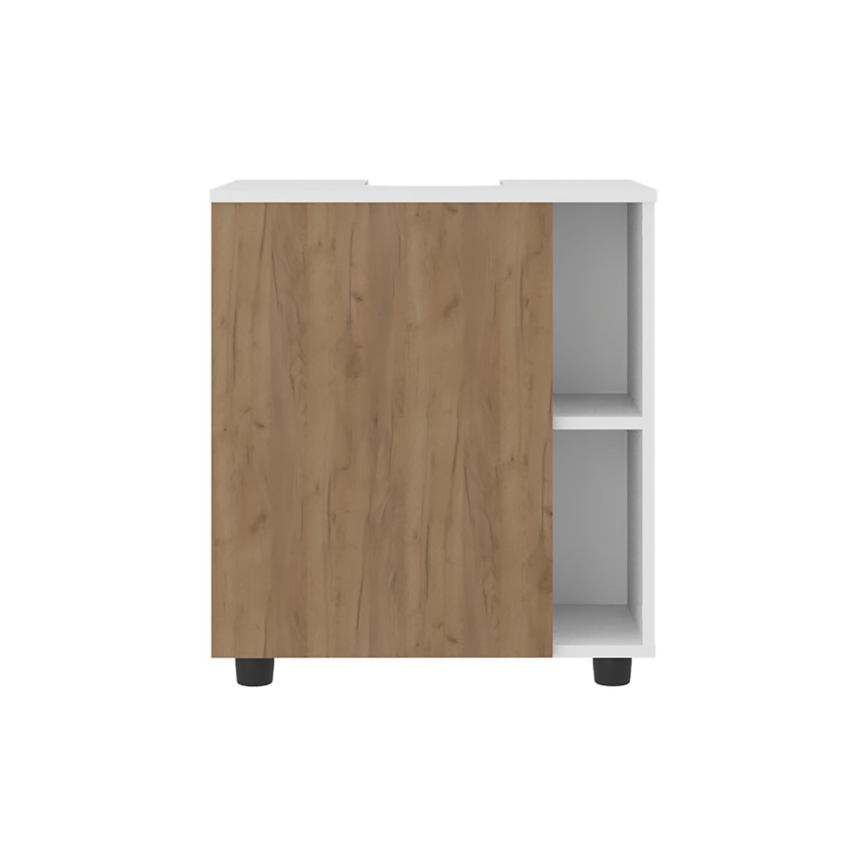Mueble para Lavamanos Pascuale Blanco y Fresno Europeo 55x62cm Individual sin Lavamanos - MUEBLES PARA LAVAMANOS | Bylmo