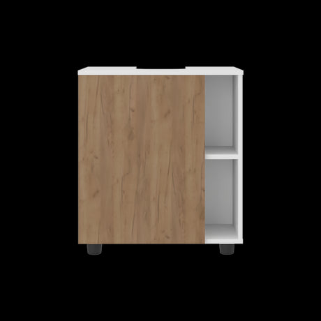 Mueble para Lavamanos Pascuale Blanco y Fresno Europeo 55x62cm Individual sin Lavamanos - MUEBLES PARA LAVAMANOS | Bylmo
