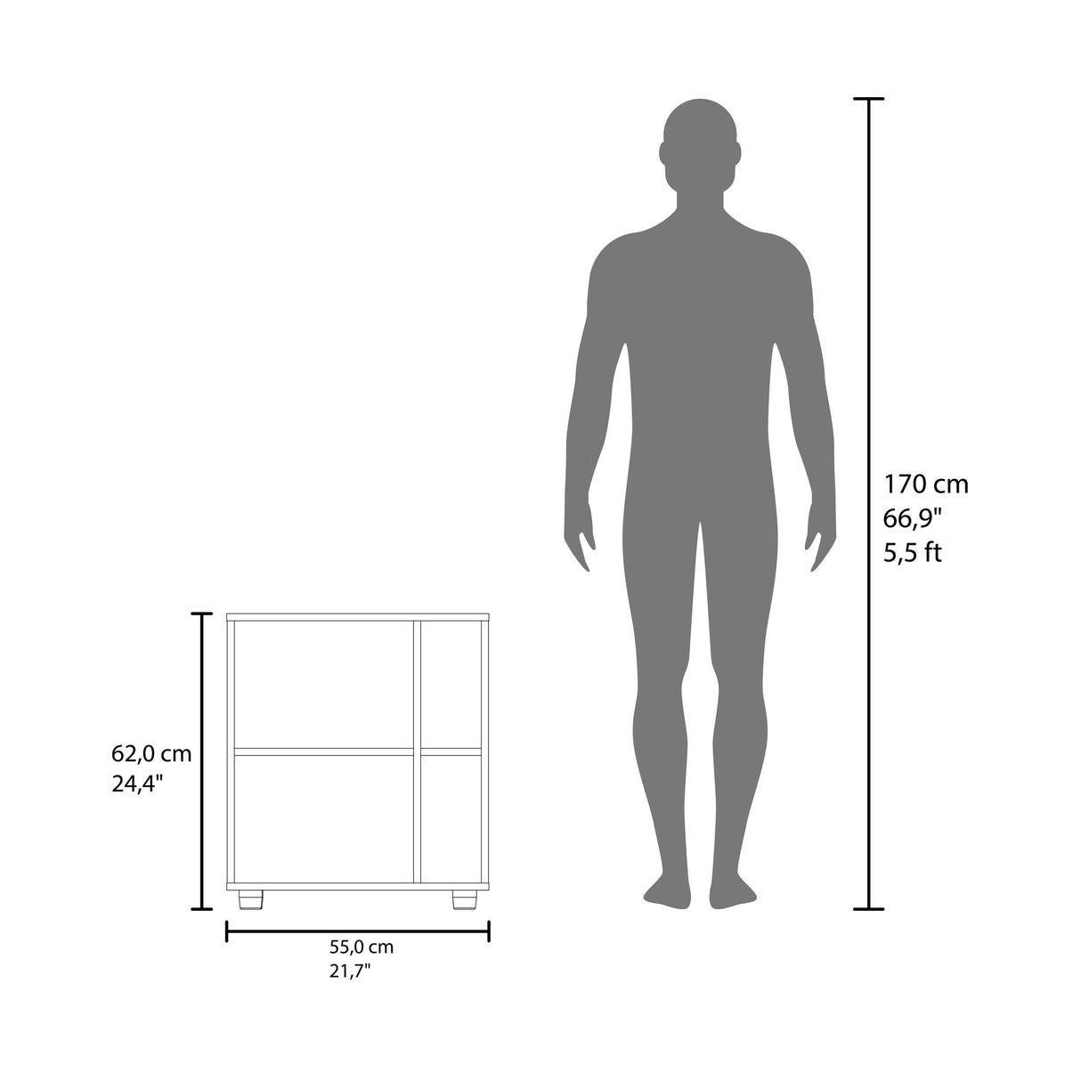 Mueble para Lavamanos Pascuale Blanco y Fresno Europeo 55x62cm Individual sin Lavamanos - MUEBLES PARA LAVAMANOS | Bylmo