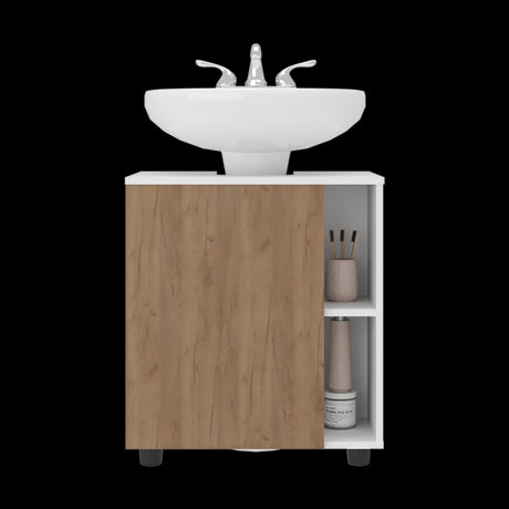 Mueble para Lavamanos Pascuale Blanco y Fresno Europeo 55x62cm Individual sin Lavamanos - MUEBLES PARA LAVAMANOS | Bylmo