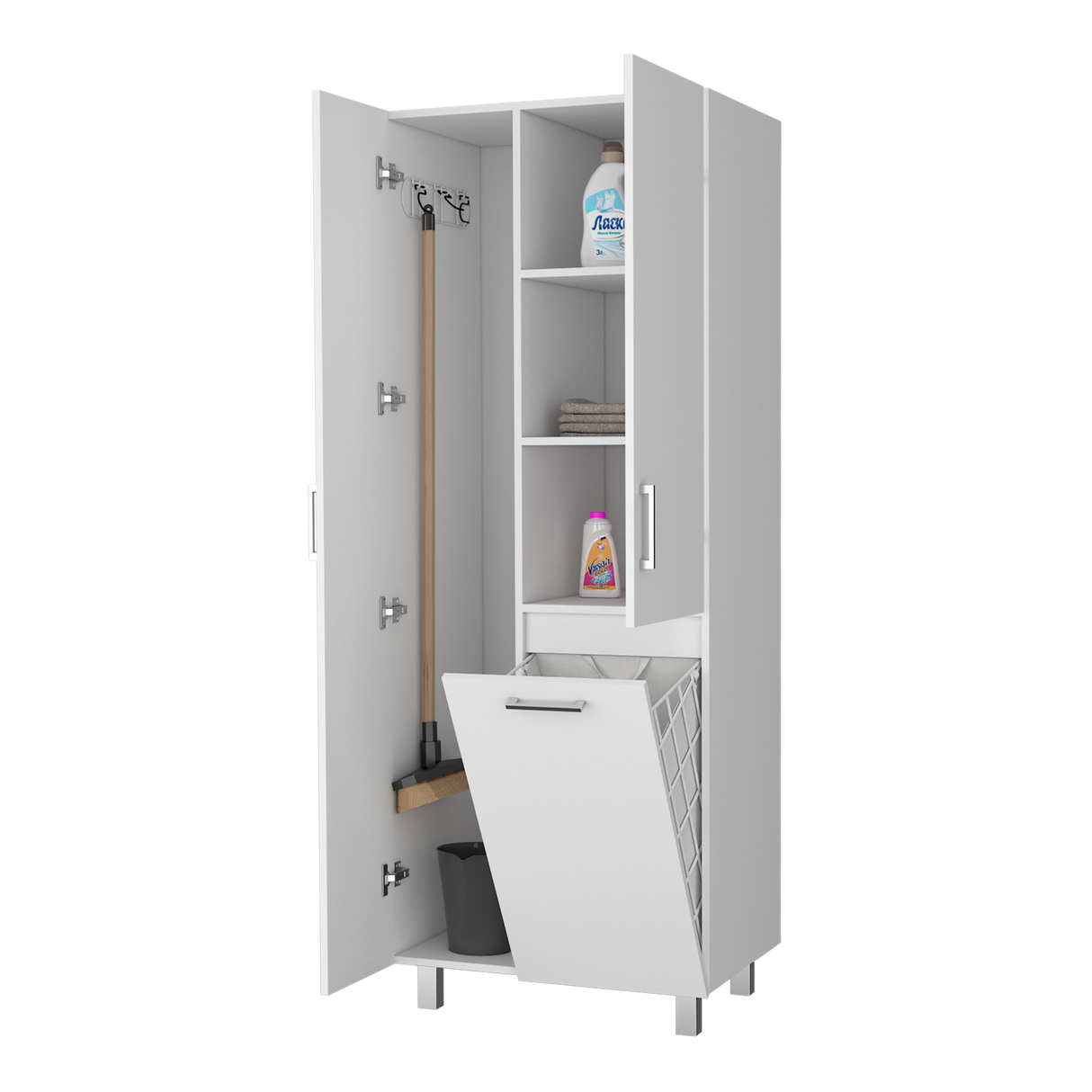 Armario de Aseo Iris Blanco 68.1x180cm Con Tres Puertas - MUEBLES DE ASEO Y ROPAS | Bylmo