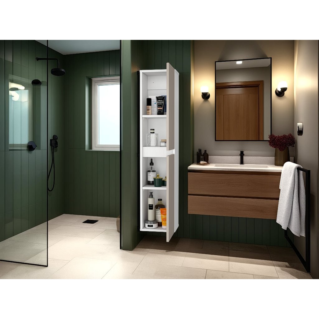 Armario de Aseo Capri y Blanco 25x110cm Con Dos Puertas - MUEBLES DE ASEO Y ROPAS | Bylmo