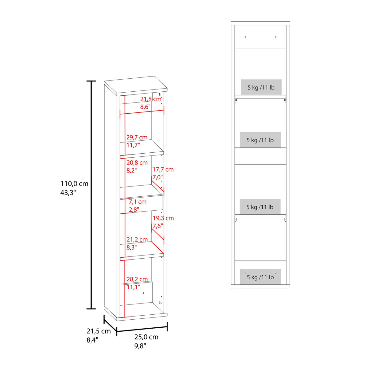 Armario de Aseo Capri y Blanco 25x110cm Con Dos Puertas - MUEBLES DE ASEO Y ROPAS | Bylmo