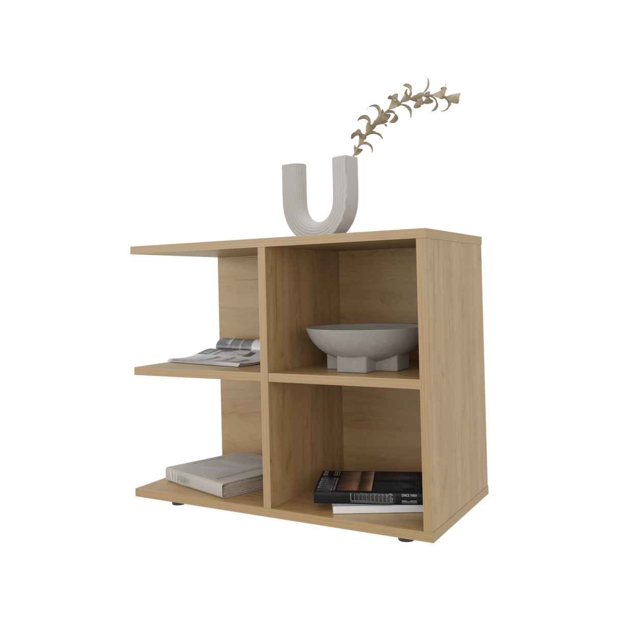 Mesa Auxiliar Royal Fresno Europeo 60x50cm Cuadrada con Cuatro Compartimientos - MESAS AUXILIARES | Bylmo