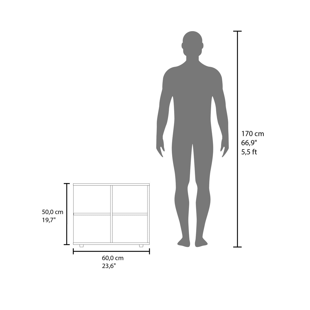 Mesa Auxiliar Royal Fresno Europeo 60x50cm Cuadrada con Cuatro Compartimientos - MESAS AUXILIARES | Bylmo