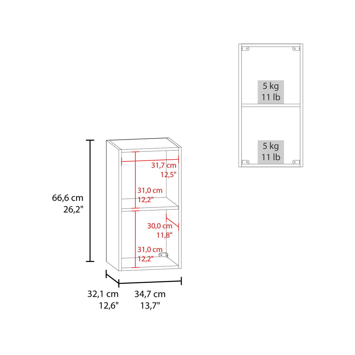 Gabinete de Baño Kaser Blanco 34.7x66.6cm Rectangular con Una Puerta - GABINETES DE BANHO | Bylmo