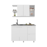 Cocina Elica Blanco 120x60cm con Mesón de Acero Al Carbón Lado Derecho - COCINAS | Bylmo