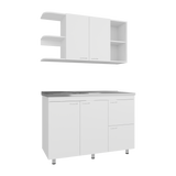 Cocina Elica Blanco 120x60cm con Mesón de Acero Al Carbón Lado Derecho - COCINAS | Bylmo