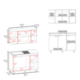 Cocina Elica Blanco 120x60cm con Mesón de Acero Al Carbón Lado Derecho - COCINAS | Bylmo