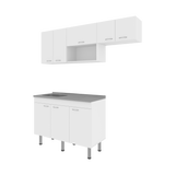 Cocina Oceana Blanco 180.2x60cm con Mesón de Acero Al Carbón Lado Izquierdo y con Estufa - COCINAS | Bylmo