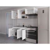Cocina Oceana Blanco 180.2x60cm con Mesón de Acero Al Carbón Lado Izquierdo y con Estufa - COCINAS | Bylmo