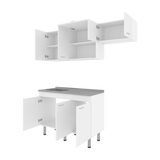 Cocina Oceana Blanco 180.2x60cm con Mesón de Acero Al Carbón Lado Izquierdo y con Estufa - COCINAS | Bylmo
