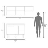 Cocina Oceana Blanco 180.2x60cm con Mesón de Acero Al Carbón Lado Izquierdo y con Estufa - COCINAS | Bylmo