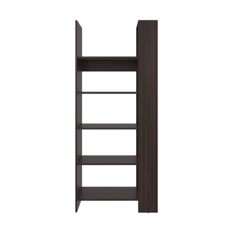 Biblioteca Woodstock Nogal 72.6x170cm Rectangular con Cinco Entrepaños y Seis Compartimientos - BIBLIOTECAS Y ESTANTERIAS | Bylmo