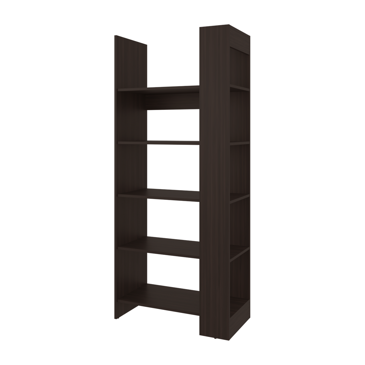 Biblioteca Woodstock Nogal 72.6x170cm Rectangular con Cinco Entrepaños y Seis Compartimientos - BIBLIOTECAS Y ESTANTERIAS | Bylmo