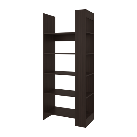 Biblioteca Woodstock Nogal 72.6x170cm Rectangular con Cinco Entrepaños y Seis Compartimientos - BIBLIOTECAS Y ESTANTERIAS | Bylmo