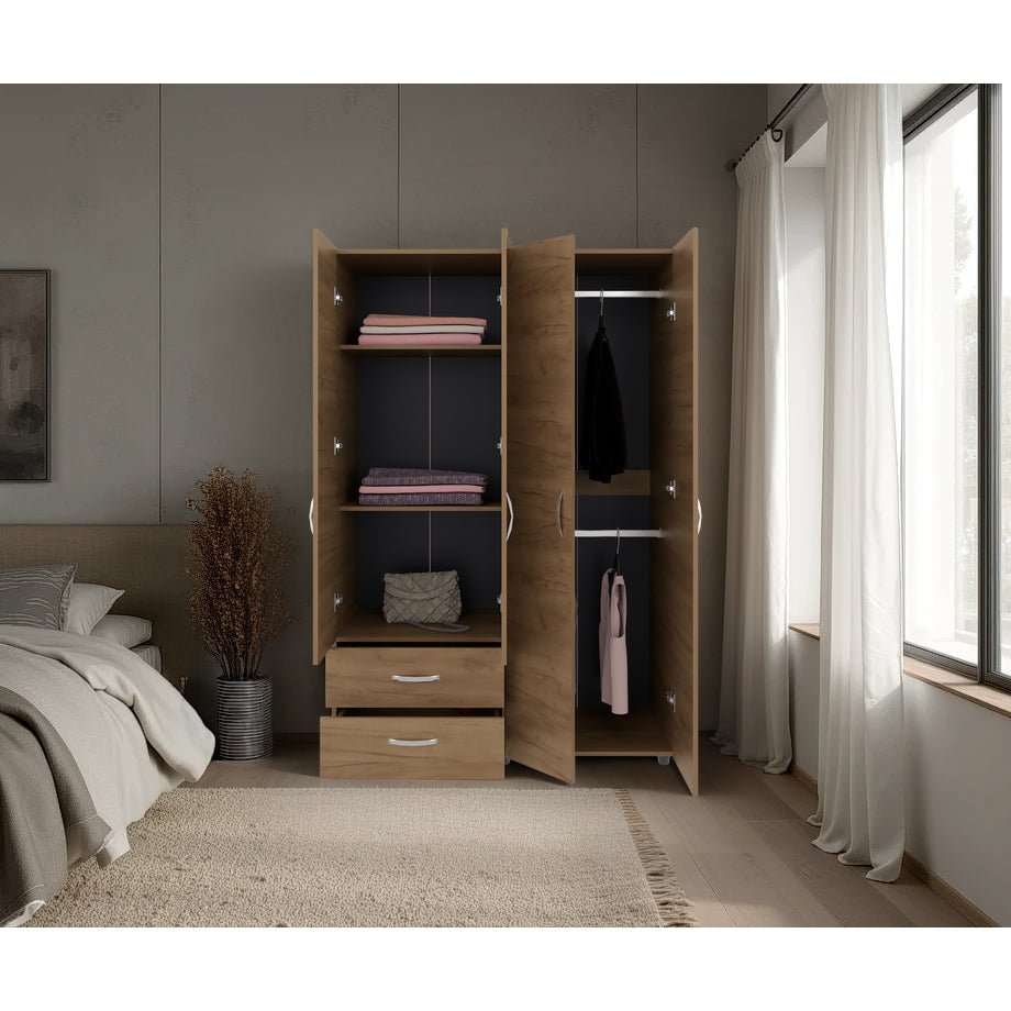 Closet Ankora Basic Fresno Europeo 120x180cm con Dos Cajones y Seis Compartimientos - CLOSETS | Bylmo