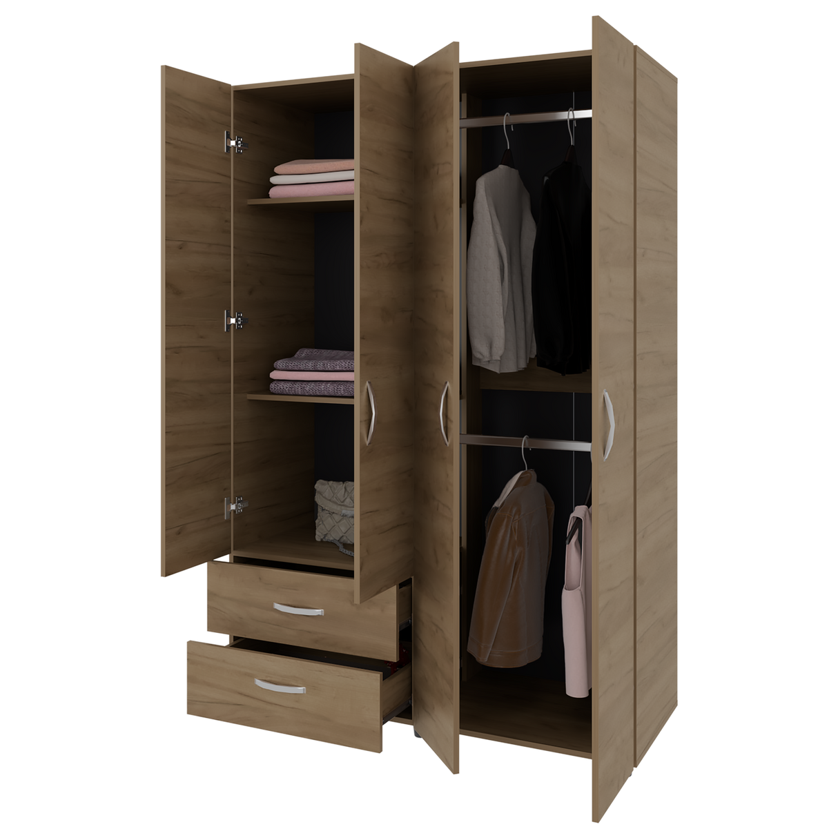 Closet Ankora Basic Fresno Europeo 120x180cm con Dos Cajones y Seis Compartimientos - CLOSETS | Bylmo