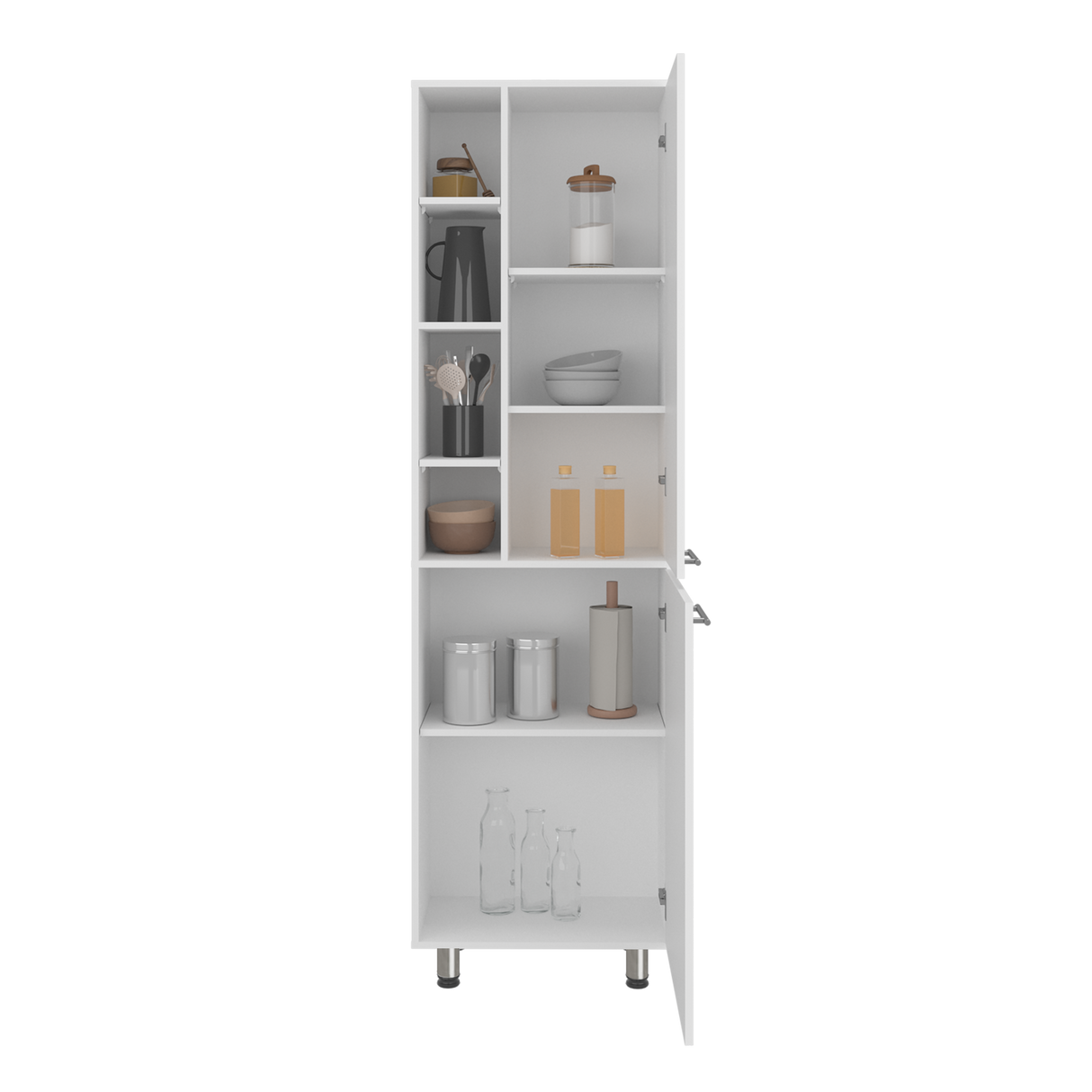 Alacena Burton Blanco 58.6x204cm con Patas y con Dos Puertas - ALACENAS Y MUEBLES MICROONDAS | Bylmo