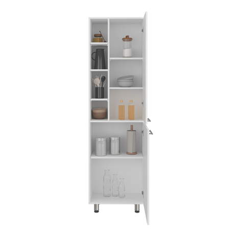 Alacena Burton Blanco 58.6x204cm con Patas y con Dos Puertas - ALACENAS Y MUEBLES MICROONDAS | Bylmo